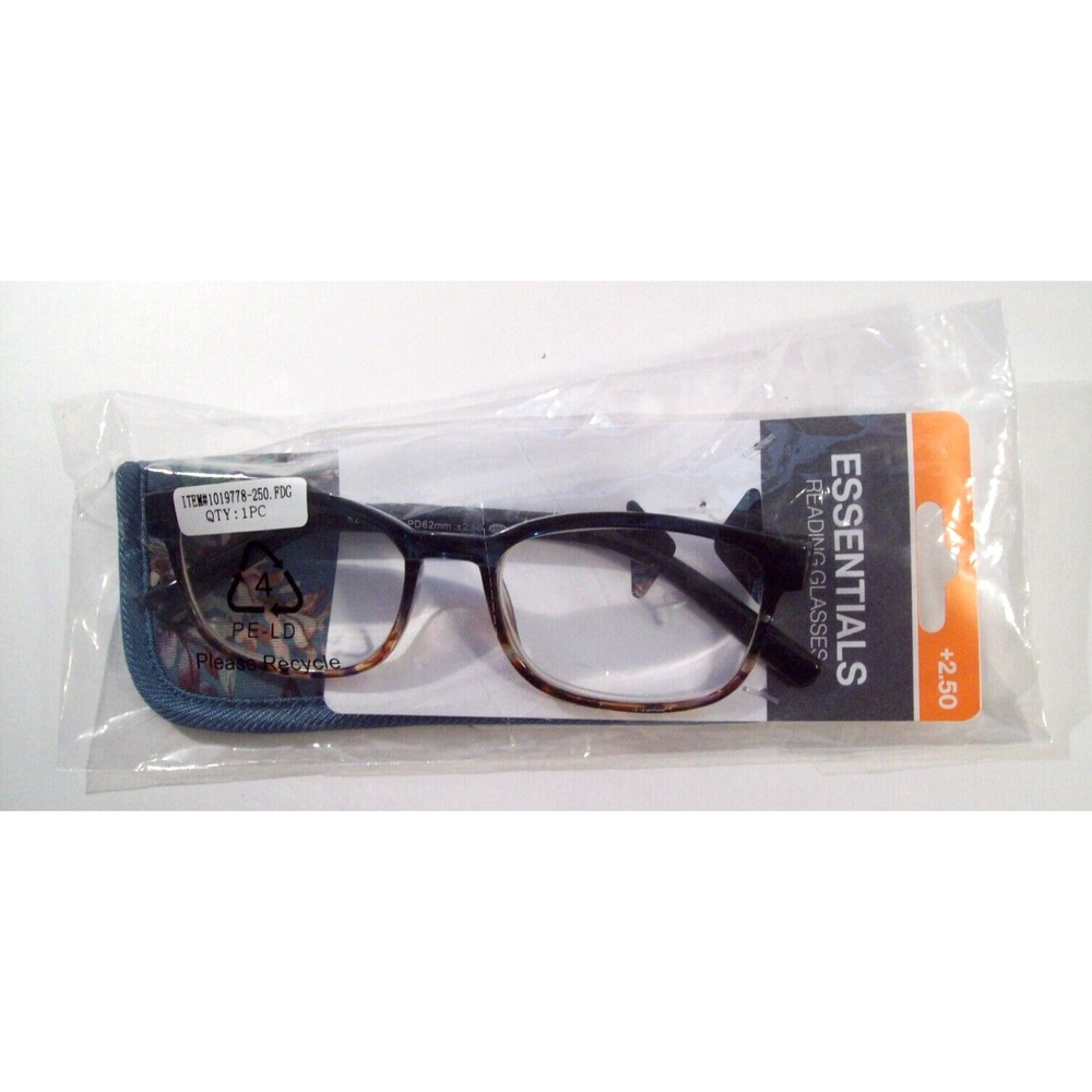 New Women's Foster Grant Essentials Reading Glasses +2.50, Misha Blu, Soft Case
